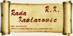 Rada Kaplarović vizit kartica